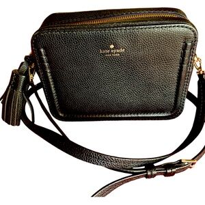 Kate Spade Orchard Street Arla Leather City Scape Crossbody Bag Purse Black EUC